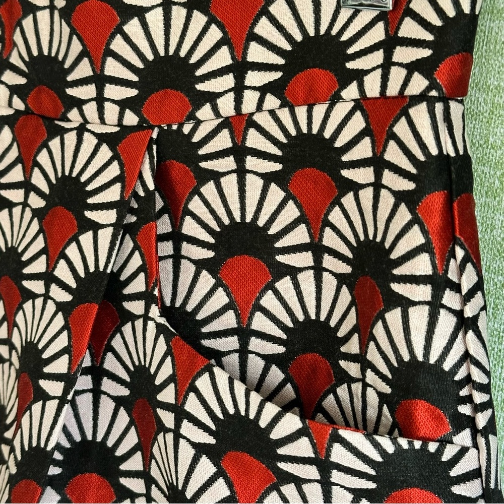 Glamorous Red/Navy Retro Jacquard Pleated A-Line Knee Length Skirt, NWT, Size M - Picture 3 of 8